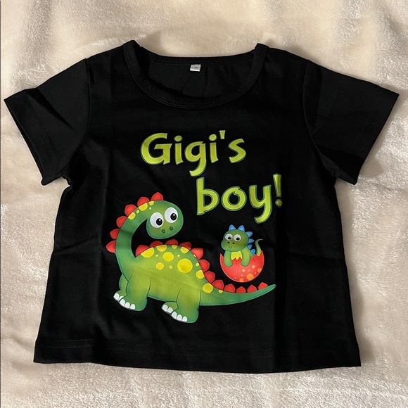 The Unbranded Brand Other - NWT 🦕 BLACK COTTON BLEND DINOSAUR “GIGI’S BOY” T-SHIRT Size GIRLS/BOYS 12-24 mo
